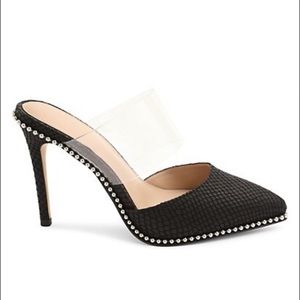 Harlina Black Heels with Clear Strap